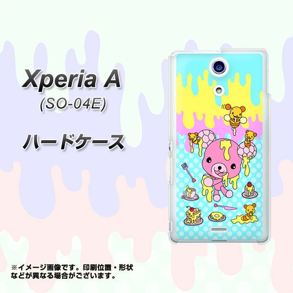 docomo エクスペリアA(エース)SO-04E 高画質仕上げ 背面印刷 ハードケース【AG821 ハニベア(水玉水色)】