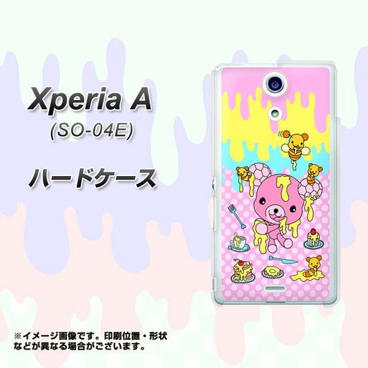 docomo エクスペリアA(エース)SO-04E 高画質仕上げ 背面印刷 ハードケース【AG822 ハニベア(水玉ピンク)】