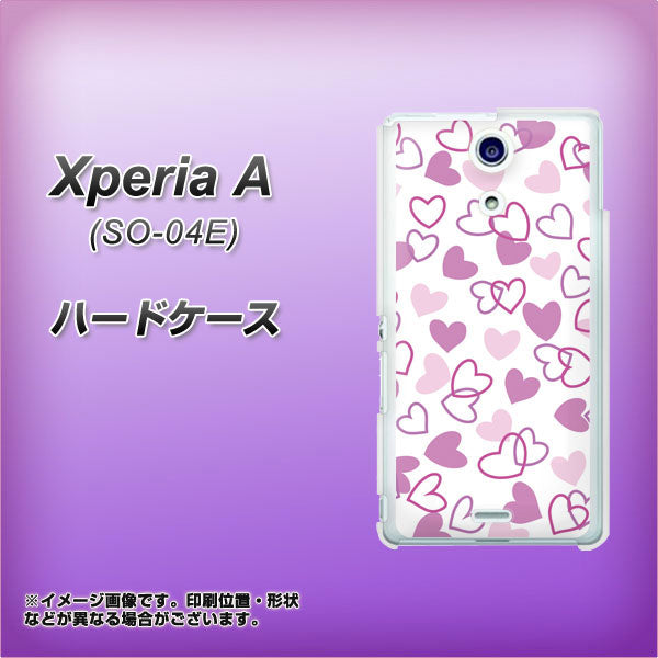 docomo エクスペリアA(エース)SO-04E 高画質仕上げ 背面印刷 ハードケース【VA928 ハートがいっぱい パープル】
