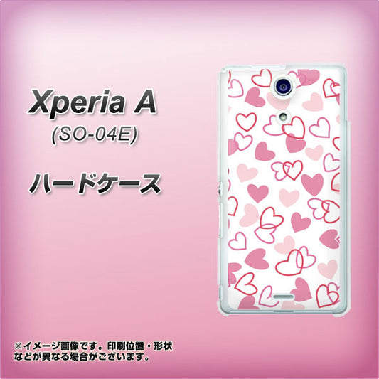 docomo エクスペリアA(エース)SO-04E 高画質仕上げ 背面印刷 ハードケース【VA929 ハートがいっぱい ピンク】