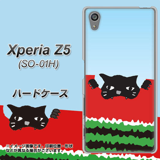 docomo エクスペリアZ5 SO-01H 高画質仕上げ 背面印刷 ハードケース【IA815 すいかをかじるネコ(大)】