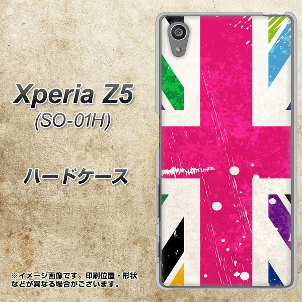 docomo エクスペリアZ5 SO-01H 高画質仕上げ 背面印刷 ハードケース【SC806 ユニオンジャック ピンクビンテージ】