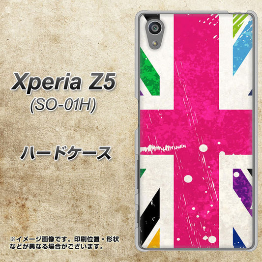docomo エクスペリアZ5 SO-01H 高画質仕上げ 背面印刷 ハードケース【SC806 ユニオンジャック ピンクビンテージ】