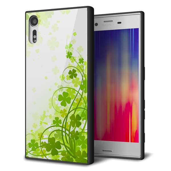 docomo エクスペリアXZ SO-01J 強化ガラス&TPUスマホケース ガラプリ【565 四葉のクローバー】