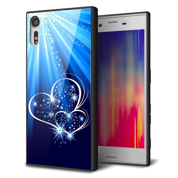 docomo エクスペリアXZ SO-01J 強化ガラス&TPUスマホケース ガラプリ【702 スイミングハート】