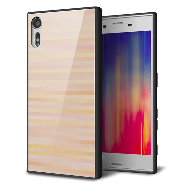 docomo エクスペリアXZ SO-01J 強化ガラス&TPUスマホケース ガラプリ【IB909 グラデーションボーダー_オレンジ】