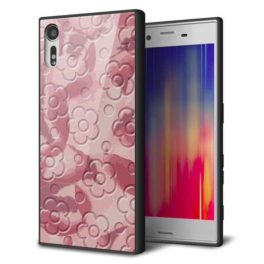 docomo エクスペリアXZ SO-01J 強化ガラス&TPUスマホケース ガラプリ【SC846 フラワーヴェルニ花ピンク(ローズヴェルール)】