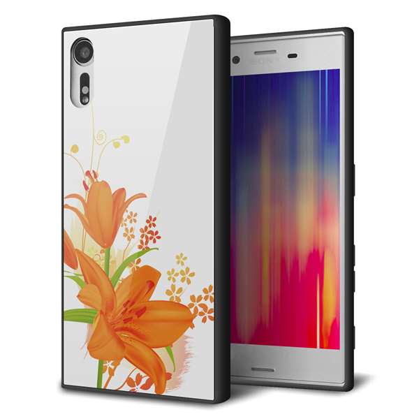 docomo エクスペリアXZ SO-01J 強化ガラス&TPUスマホケース ガラプリ【SC848 ユリ(オレンジ)】