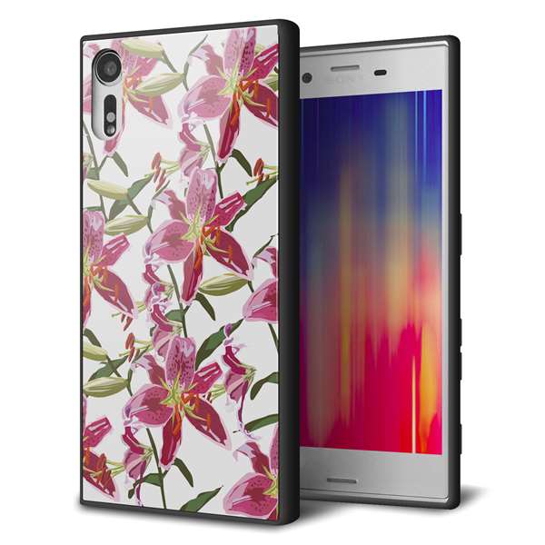 docomo エクスペリアXZ SO-01J 強化ガラス&TPUスマホケース ガラプリ【SC892 ボタニカル スカーレットリリー】