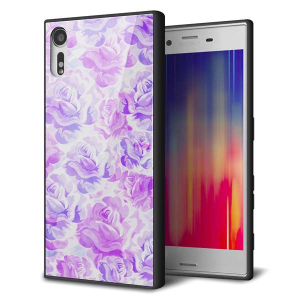 docomo エクスペリアXZ SO-01J 強化ガラス&TPUスマホケース ガラプリ【SC929 ローズ パープル】
