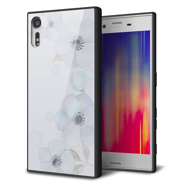 docomo エクスペリアXZ SO-01J 強化ガラス&TPUスマホケース ガラプリ【SC951 ドゥ・フルール(エンジェルブルー)】