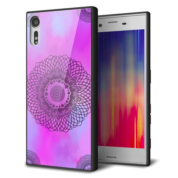 docomo エクスペリアXZ SO-01J 強化ガラス&TPUスマホケース ガラプリ【YJ344 レース】