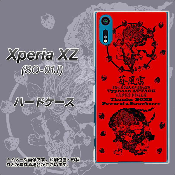 docomo エクスペリアXZ SO-01J 高画質仕上げ 背面印刷 ハードケース【AG840 苺風雷神(赤)】