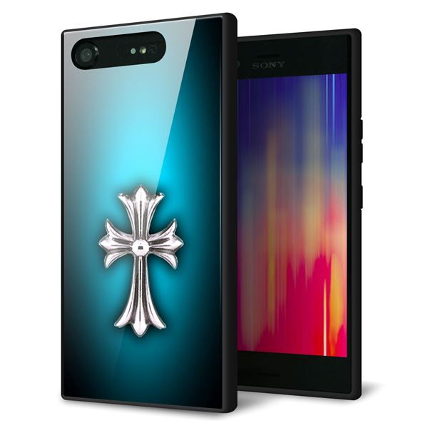docomo エクスペリアXZ1 SO-01K 強化ガラス&TPUスマホケース ガラプリ【334 クロスブルー】