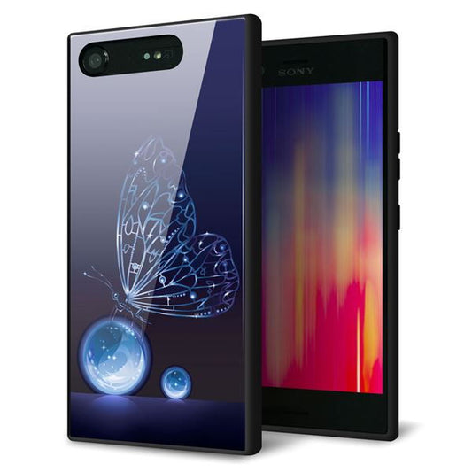 docomo エクスペリアXZ1 SO-01K 強化ガラス&TPUスマホケース ガラプリ【418 神秘の蝶】