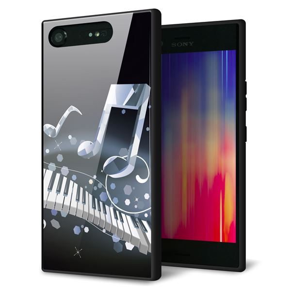 docomo エクスペリアXZ1 SO-01K 強化ガラス&TPUスマホケース ガラプリ【575 鍵盤に踊る音】