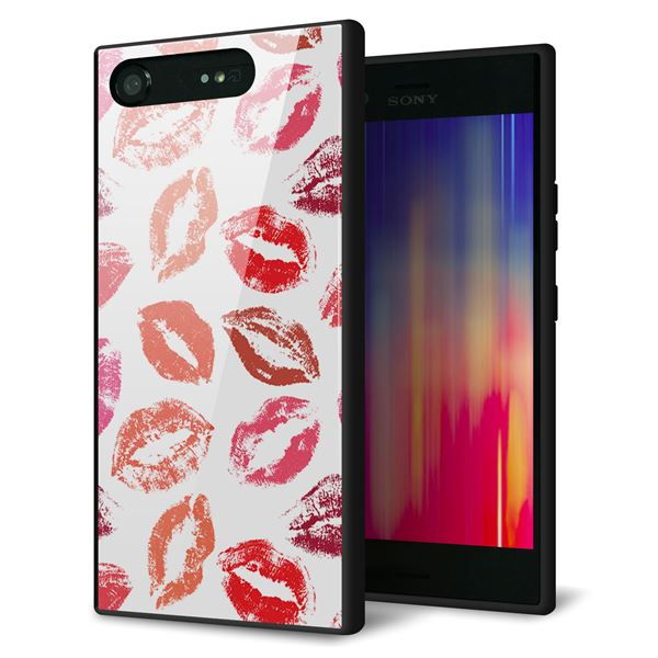 docomo エクスペリアXZ1 SO-01K 強化ガラス&TPUスマホケース ガラプリ【734 キスkissキス】