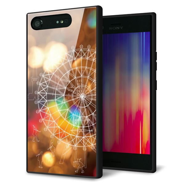 docomo エクスペリアXZ1 SO-01K 強化ガラス&TPUスマホケース ガラプリ【KM884 観覧車と笛吹】