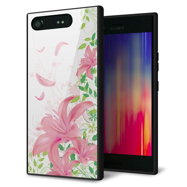 docomo エクスペリアXZ1 SO-01K 強化ガラス&TPUスマホケース ガラプリ【SC849 ユリ(ピンク)】