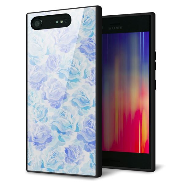 docomo エクスペリアXZ1 SO-01K 強化ガラス&TPUスマホケース ガラプリ【SC927 ローズ ブルー】
