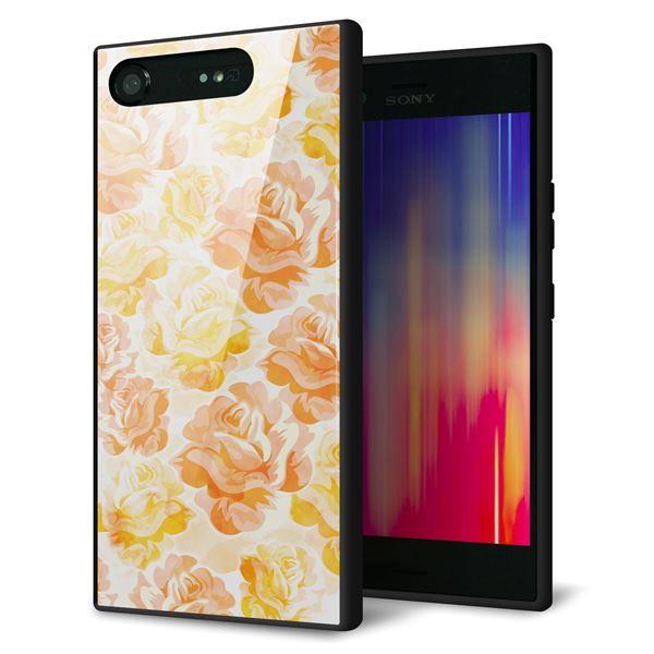 docomo エクスペリアXZ1 SO-01K 強化ガラス&TPUスマホケース ガラプリ【SC931 ローズ イエロー】