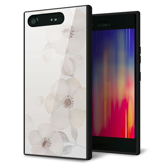 docomo エクスペリアXZ1 SO-01K 強化ガラス&TPUスマホケース ガラプリ【SC952 ドゥ・フルール(セピア)】