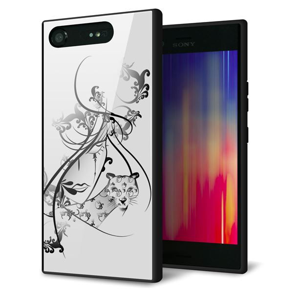 docomo エクスペリアXZ1 SO-01K 強化ガラス&TPUスマホケース ガラプリ【VA832 パンサーと美女】