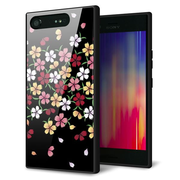 docomo エクスペリアXZ1 SO-01K 強化ガラス&TPUスマホケース ガラプリ【YJ323 和柄 なでしこ】