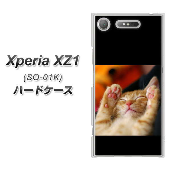 docomo エクスペリアXZ1 SO-01K 高画質仕上げ 背面印刷 ハードケース【VA804 爆睡するネコ】