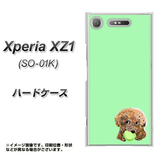 docomo エクスペリアXZ1 SO-01K 高画質仕上げ 背面印刷 ハードケース【YJ055 トイプードル&ボール(グリーン)】