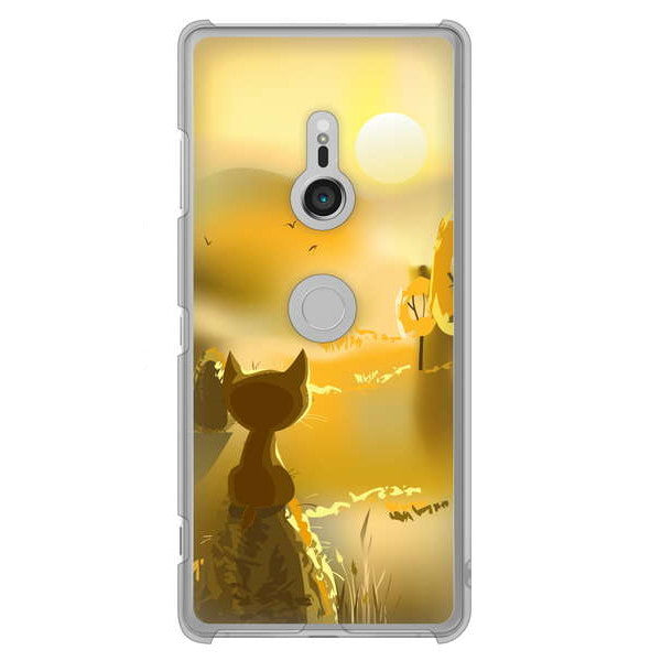 Xperia XZ3 SO-01L docomo 高画質仕上げ 背面印刷 ハードケース 【400 たそがれの猫】