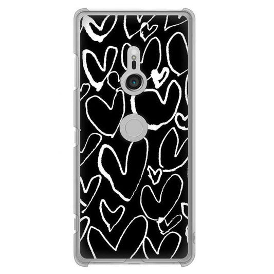 Xperia XZ3 SO-01L docomo 高画質仕上げ 背面印刷 ハードケース 【1124 ハート BK&WH】