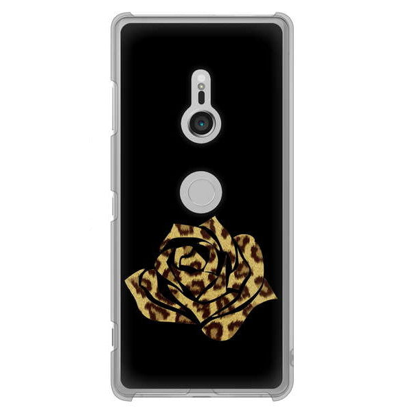 Xperia XZ3 SO-01L docomo 高画質仕上げ 背面印刷 ハードケース 【1184 ヒョウのバラ(茶)】