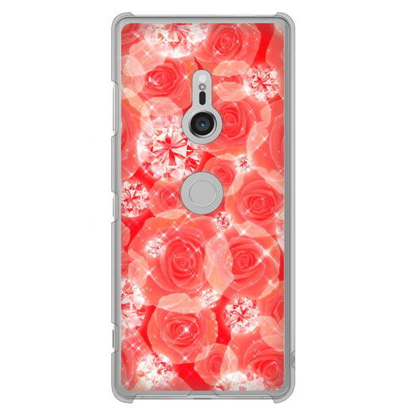 Xperia XZ3 SO-01L docomo 高画質仕上げ 背面印刷 ハードケース 【VA816 ダイヤモンドとバラ】