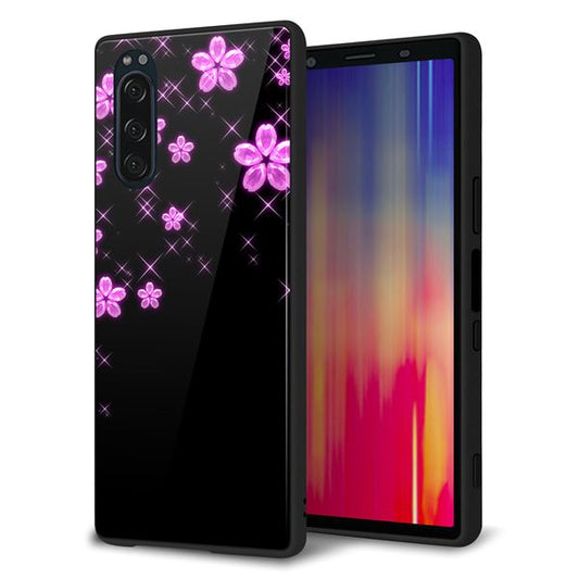 docomo エクスペリア5 SO-01M 強化ガラス&TPUスマホケース ガラプリ【019 桜クリスタル】