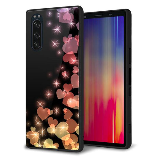 docomo エクスペリア5 SO-01M 強化ガラス&TPUスマホケース ガラプリ【020 夜のきらめきハート】