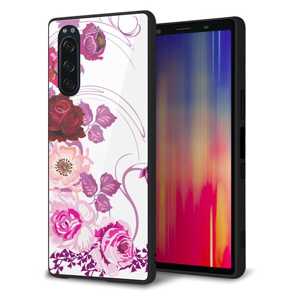 docomo エクスペリア5 SO-01M 強化ガラス&TPUスマホケース ガラプリ【116 6月のバラ】
