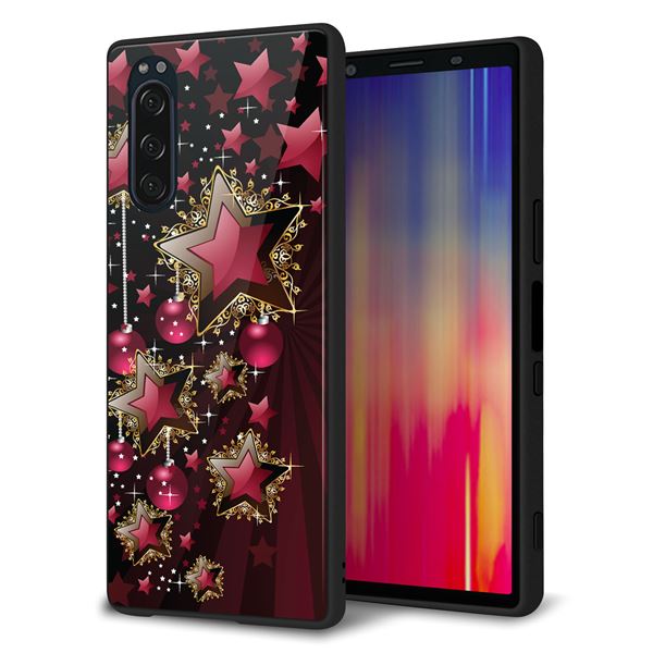 docomo エクスペリア5 SO-01M 強化ガラス&TPUスマホケース ガラプリ【434 星の壁】