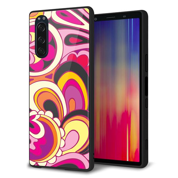 docomo エクスペリア5 SO-01M 強化ガラス&TPUスマホケース ガラプリ【586 ブローアップカラー】