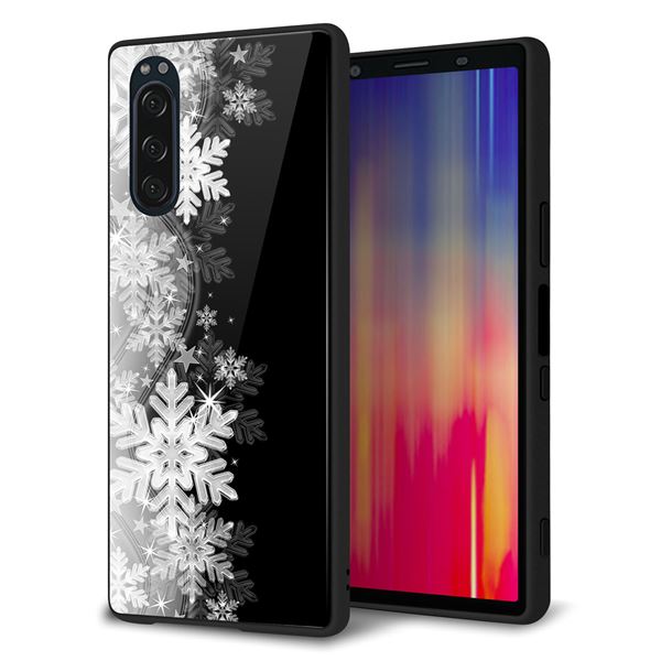 docomo エクスペリア5 SO-01M 強化ガラス&TPUスマホケース ガラプリ【603 白銀と闇】