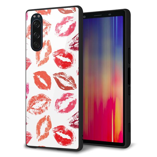docomo エクスペリア5 SO-01M 強化ガラス&TPUスマホケース ガラプリ【734 キスkissキス】