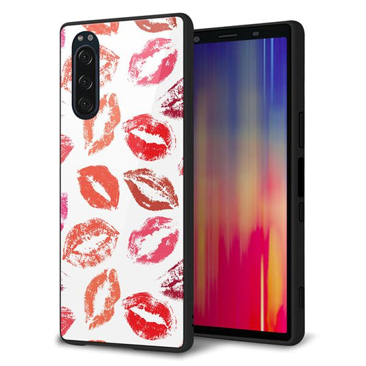 docomo エクスペリア5 SO-01M 強化ガラス&TPUスマホケース ガラプリ【734 キスkissキス】