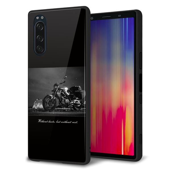 docomo エクスペリア5 SO-01M 強化ガラス&TPUスマホケース ガラプリ【KM879 バイク】