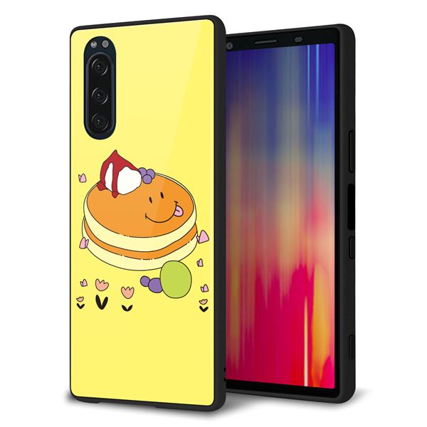 docomo エクスペリア5 SO-01M 強化ガラス&TPUスマホケース ガラプリ【MA901 パンケーキ】