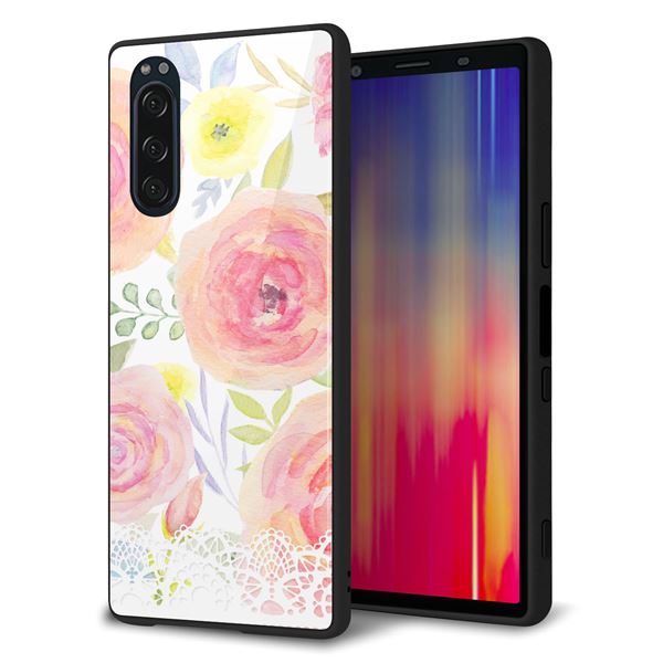 docomo エクスペリア5 SO-01M 強化ガラス&TPUスマホケース ガラプリ【SC945 ドゥ・パフューム3】