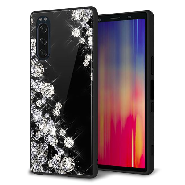 docomo エクスペリア5 SO-01M 強化ガラス&TPUスマホケース ガラプリ【VA871 ダイヤモンドフレーム】