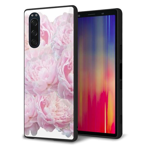 docomo エクスペリア5 SO-01M 強化ガラス&TPUスマホケース ガラプリ【YI885 フラワー6】