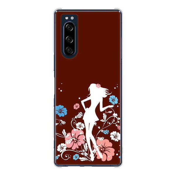 Xperia 5 SO-01M docomo 高画質仕上げ 背面印刷 ハードケース 【110 ハイビスカスと少女】