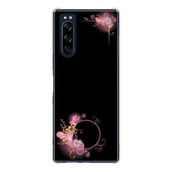 Xperia 5 SO-01M docomo 高画質仕上げ 背面印刷 ハードケース 【437 華のフレーム】