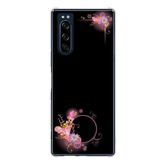 Xperia 5 SO-01M docomo 高画質仕上げ 背面印刷 ハードケース 【437 華のフレーム】